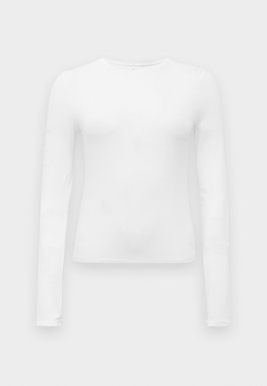 Long-sleeve white t-shirt made of soft cotton. Features a rounded neckline and a fitted shape with no visible patterns or embellishments.