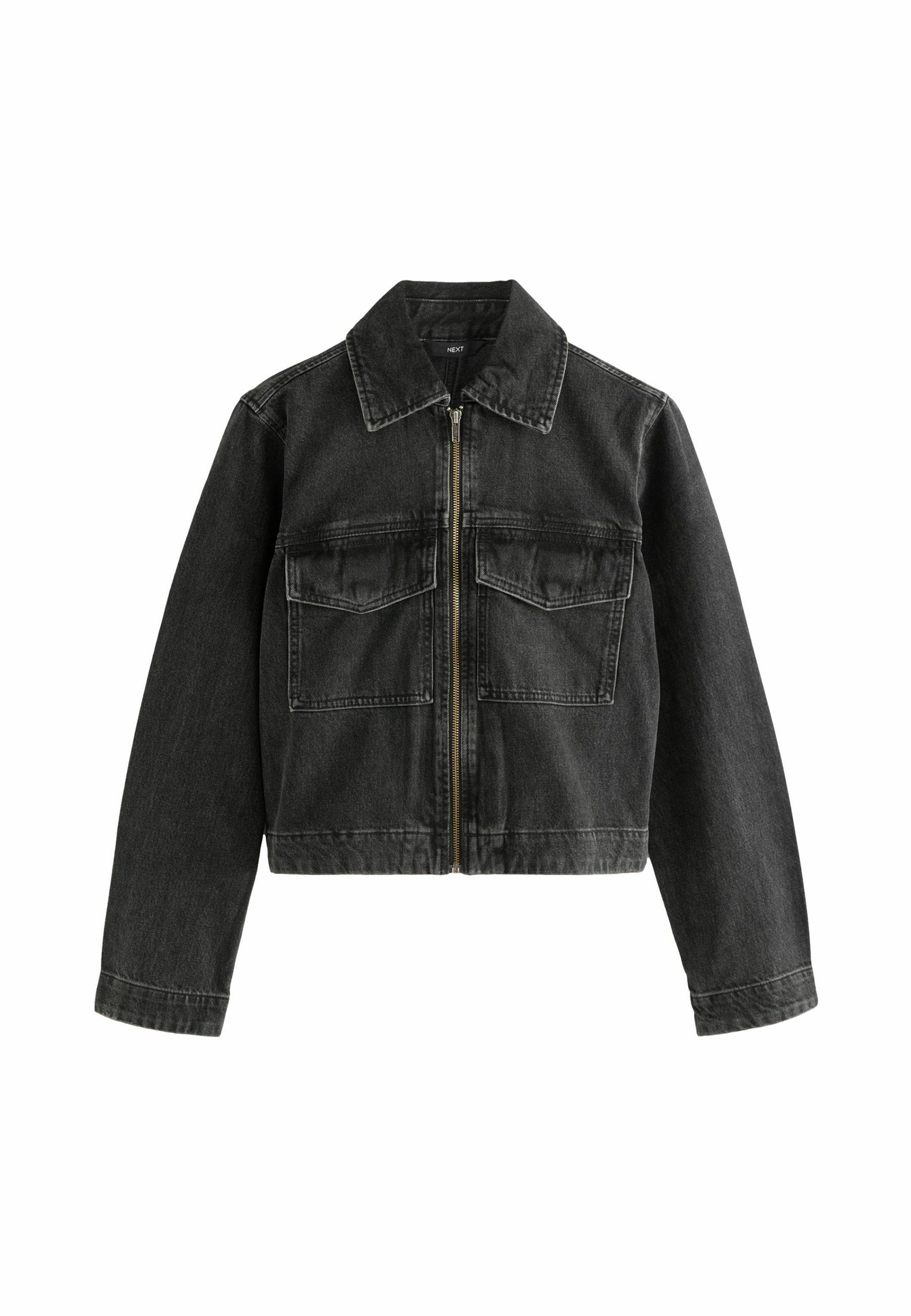 Next ZIP FRONT - REGULAR FIT - Denim jacket - black - Zalando Next ZIP FRONT - REGULAR FIT - Denim jacket - black - Zalando