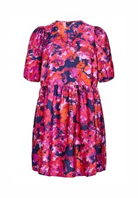 MIT PRINT UND V-AUSSCHNITT - Vardagsklänning - pink flower aop