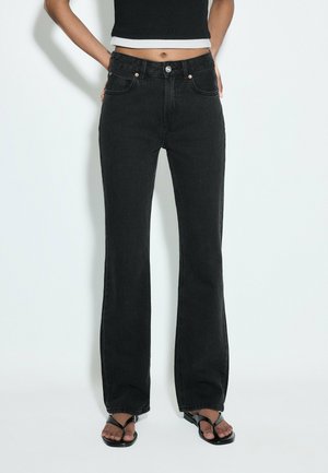 Stradivarius, D98 STRAIGHT-LEG VINTAGE EFFECT JEANS - Jean droit - mottled black