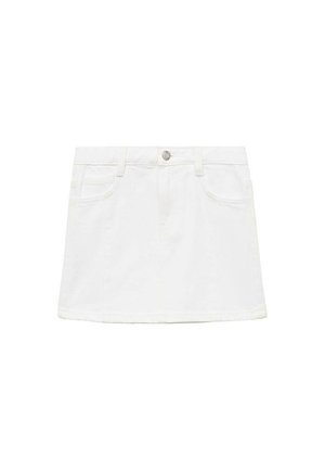 Vit denimkjol med rak skärning, femfickorsdesign, knapp och dragkedja fram samt subtila sömnadsdetaljer.