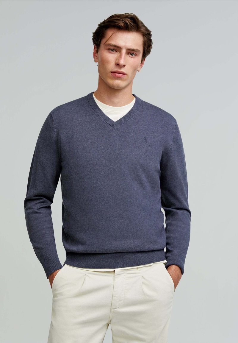 Scalpers V NECK - Pullover - greyish blue