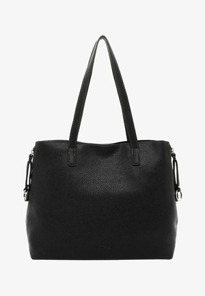 Juodas tekstūruotas odos rankinis krepšys su dviem petnešomis, viršutiniu užtrauktuku ir šonine kutu. Sklandus vidinis pamušalas.