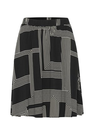 Kaffe DONNY - A-linjainen hame - black beige graphic lines