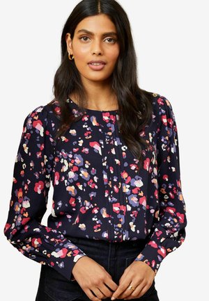 WITH CENTRAL PINTUCK DETAILS  - REGULAR FIT - Blúz - navy blue animal