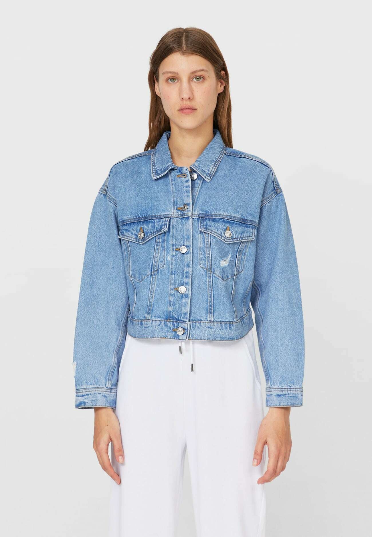 Stradivarius CROPPED-JEANSJACKE - Jeansjacke - blue/blau