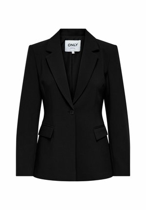 Blazer nero su misura con chiusura a singolo bottone, rever a punta e due tasche frontali. Realizzato in un tessuto morbido con una vestibilità strutturata.