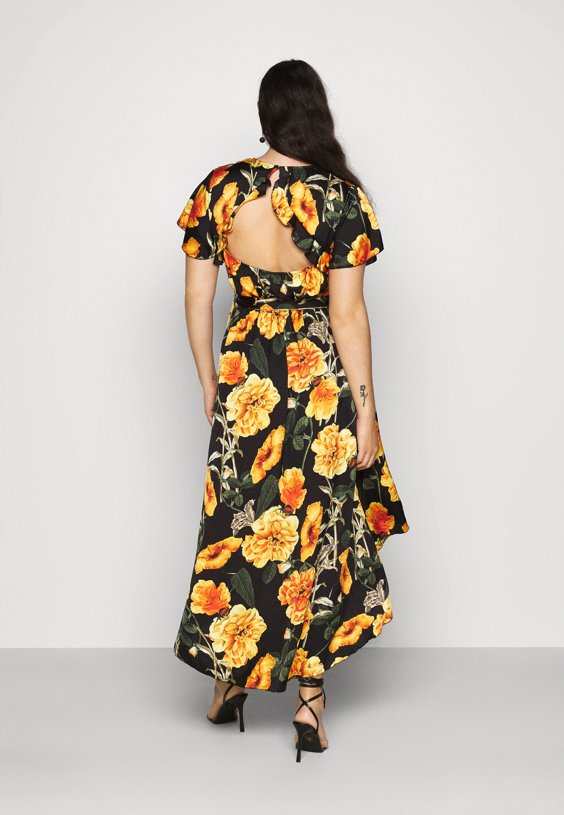 floral high low wrap dress