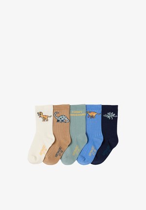Vertbaudet, 5ER-PACK STRUKTUR MIT DINOS - Socken - wollweiß