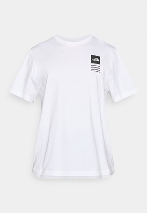 Wit katoenen T-shirt met korte mouwen, voorzien van een zwart vierkant logo met de tekst "The North Face" en "60 Years of Innovation".