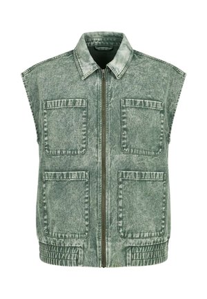 Studio Untold, ACID WASH FOUR POCKET DENIM VEST - Vest - dark olive