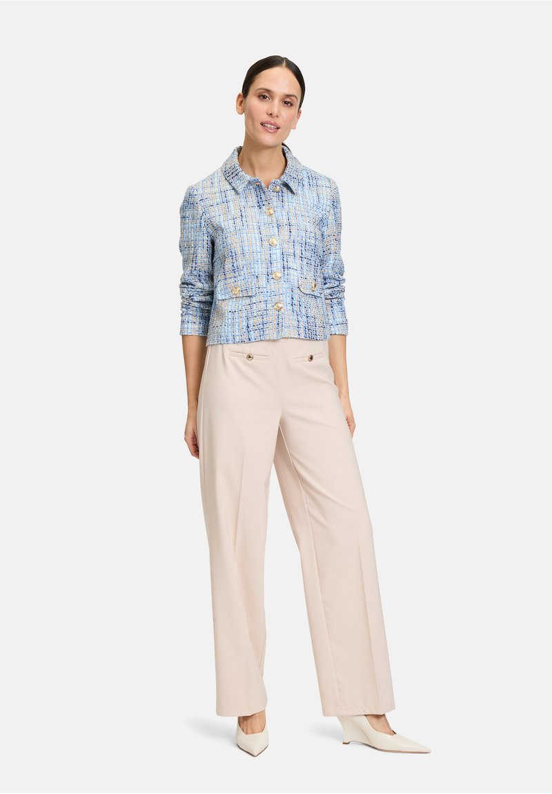 Veste Femme BETTY BARCLAY - Suedette Bleu Clair/Vert - Taille 14 - Occasion Très Bon État (manque Les Poches)