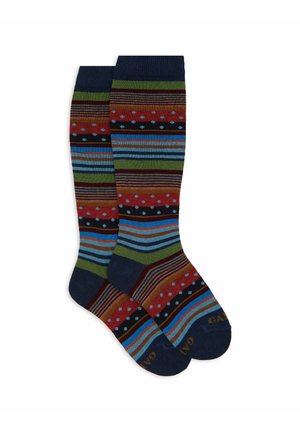 LUNGHE FANTASIA MIX RIGHE E POIS - Calzettoni - blue