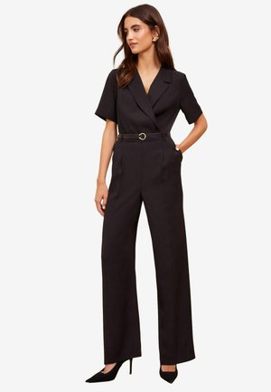 REGULAR FIT - WRAP COLLAR BELTED - Jumpsuit - black