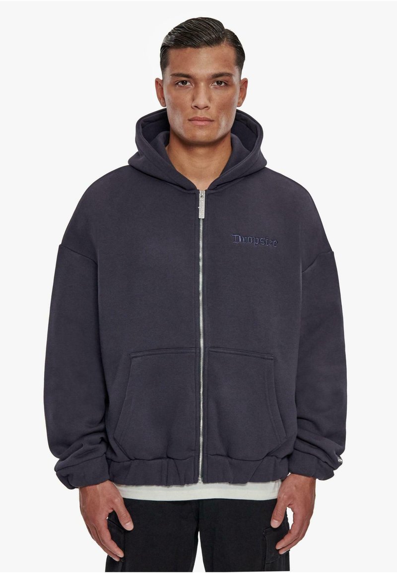 Dropsize - HEAVY OVERSIZE ZIP - Zip-up sweatshirt - washednavy, Enlarge