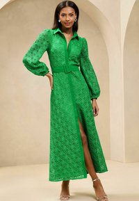 Lipsy REGULAR FIT- BELTED LONG SLEEVE  - Rochie maxi - green