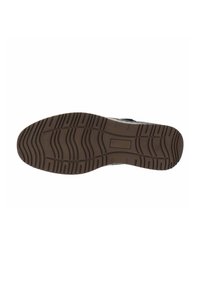 Suela de zapato de goma marrón con un patrón de relieve texturizado. Presenta profundas ranuras y crestas para una mejor tracción. Diseño plano sin marcas visibles.