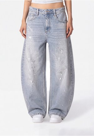 Project Blue, BARREL - Wide Leg - paint splash blue