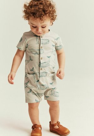 Newbie, WHALE DESIGN SHORT-SLEEVE ROMPER UNISEX - Jumpsuit - beige