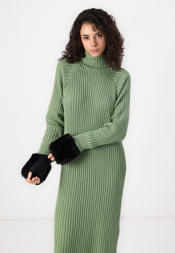 YASMAVI MIDI ROLL NECK DRESS - Jumper dress - loden frost2
