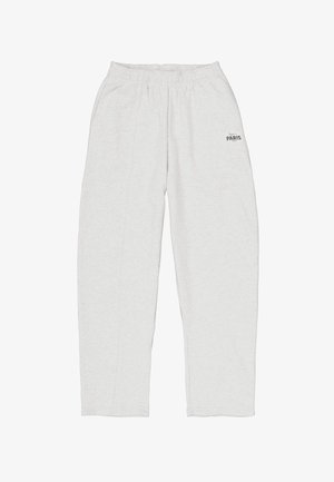 Lichtgrijze joggingbroek met elastische tailleband en een klein "Happier in Paris" logo op de bovenkant van de linker dij.