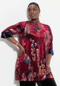 Ulla Popken PEACOCK FEATHER 3/4 SLEEVE  - Tunic - wine red