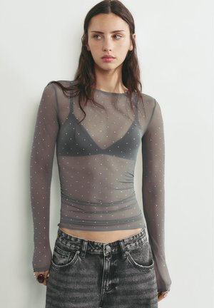 PULL&BEAR RHINESTONES  - Blúz - grey