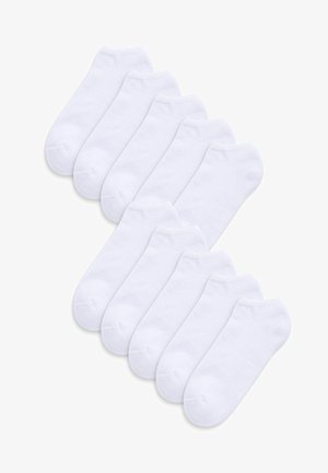 Weiße Knöchelsocken, weiche Baumwollmischung, niedriger Schnitt, 10er-Pack, mit gerippten Bündchen und glatter Textur.