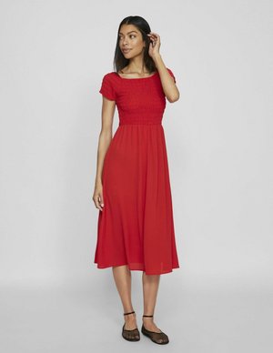 VILA MIDIKLEID KURZARM - Vardagsklänning - mars red
