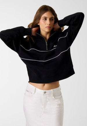 Guess Jeans HALBZIP - Sweatshirt - schwarz