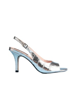 REGULAR FIT - TABITHA SIMMONS IVY PEEP TOE SLINGBACK HEELS  . - Sandali - silver croc embossed