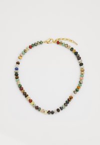 Πολύχρωμο κοσμήμα από χάντρες με διάφορες λίθους, διαθέτει κούμπωμα χρυσού τόνου και αλυσίδα επέκτασης για ρυθμιζόμενο μήκος.