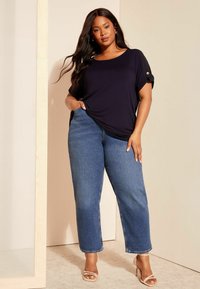 Curves Like These TURN BACK SLEEVE - Blúzka - navy blue