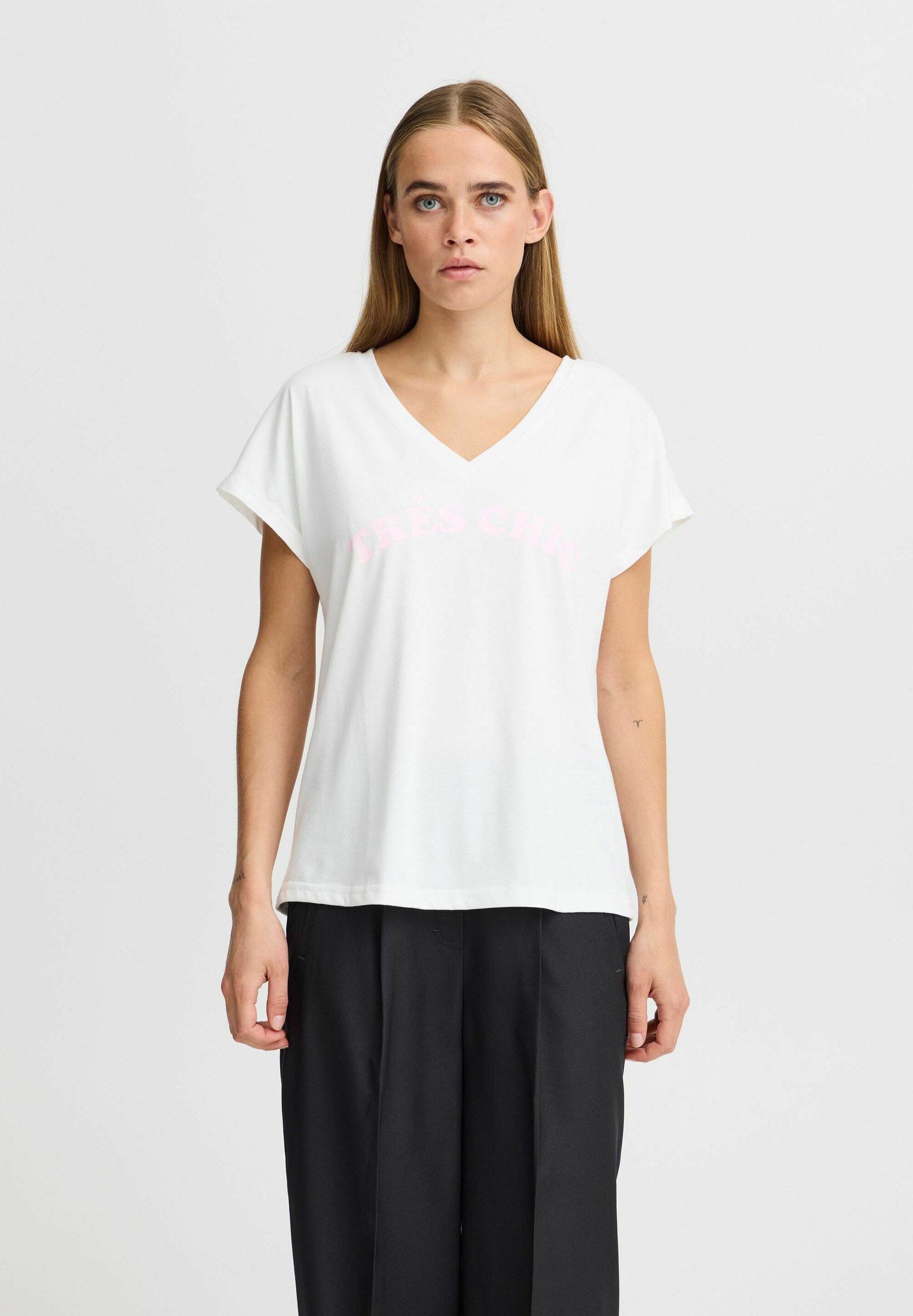 売れ筋商品|||イチ Tシャツ レディース トップス IXJANET - Print T-shirt - cloud dancer pink lady ICHI IXJANET - T-Shirt print - cloud dancer pink lady/weiß