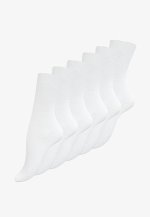 Calzini bianchi in cotone a manica corta, set di sei, con texture a coste, superficie liscia e punta e tallone rinforzati per una maggiore durata.