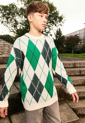 Next, CREW NECK - Trui - green argyle pattern
