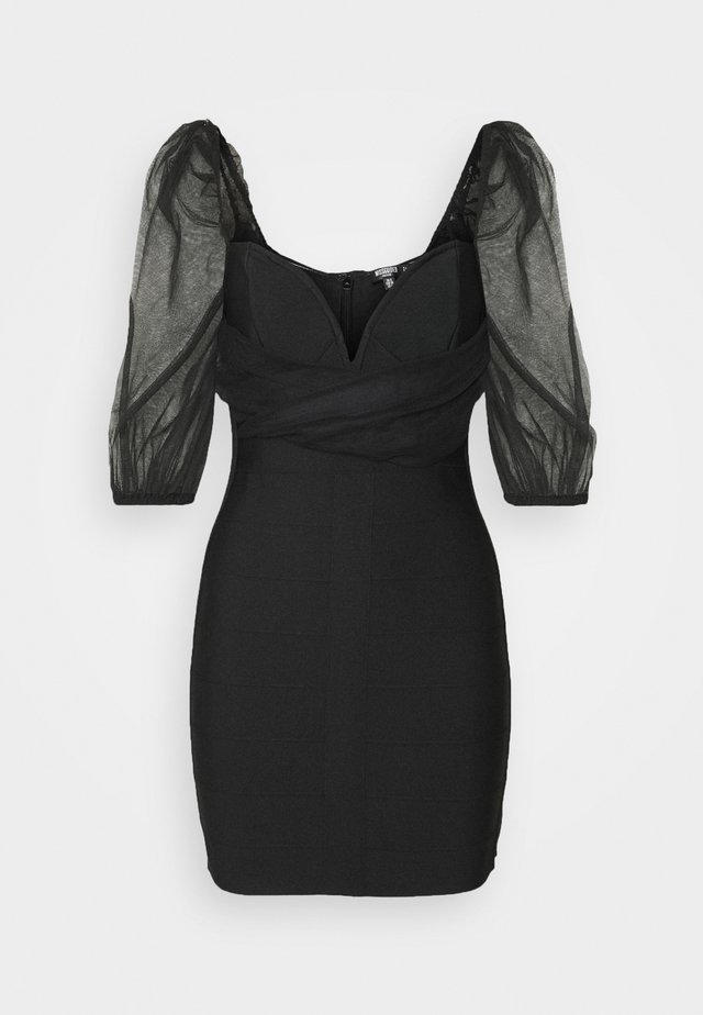 RUCHED MILKMAID BANDAGE MINI DRESS - Vestito elegante - black