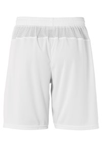 Witte sportshorts van gladde stof met een getextureerde mesh tailleband. Beschikt over een relaxte pasvorm en een eenvoudig ontwerp.