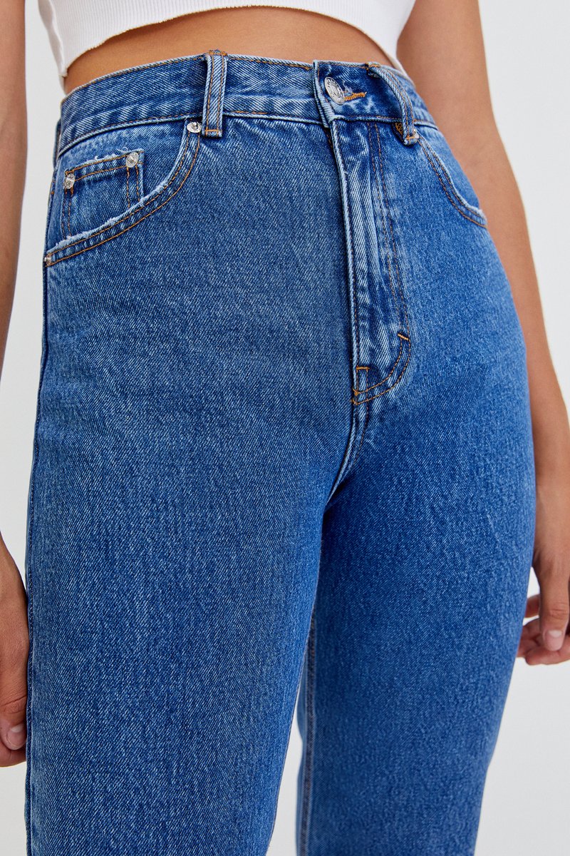 Damen Skinny | PULL&BEAR MOM FIT Jeans Straight Leg dark-blue denim - YM94070 Damen Skinny | PULL&BEAR MOM FIT Jeans Straight Leg dark-blue denim - YM94070