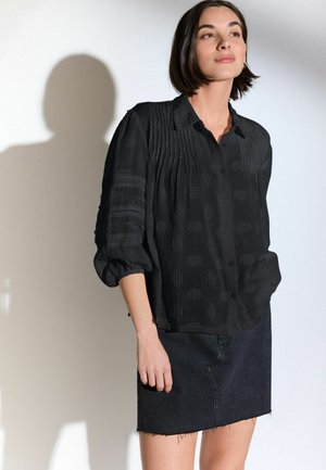 TEXTURED LONG SLEEVE TRIM - Cămașă - black