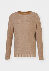 CASHMERE BLEND MIX RIB CREW - Strikkegenser - mochaccino/full cream