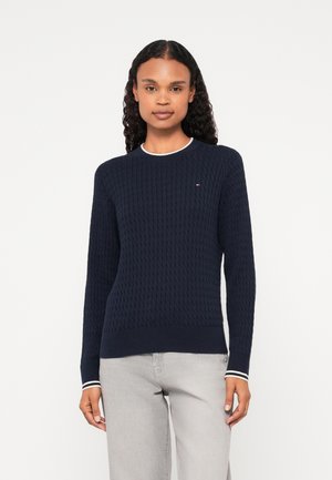 Tommy Hilfiger CABLE KNIT CREW NECK JUMPER - Pulóver - dark night navy