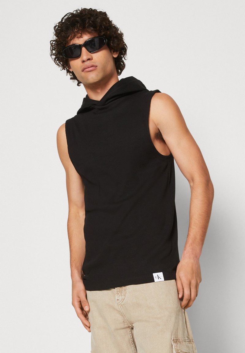 Calvin Klein Jeans LOGO TAB HOODED TANK - Top - black - Zalando.co.uk