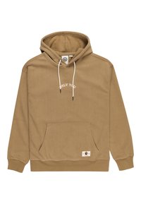 Brown corduroy hoodie with a front pocket, drawstring hood, and "ONLY YOU" stitched on the chest. Features a brand label on the lower side.