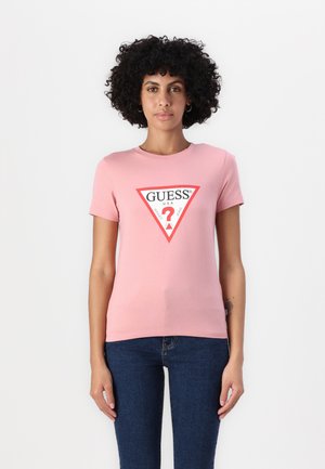 Guess Jeans SLIM ICONIC - Majica kratkih rukava s printom - slight pink