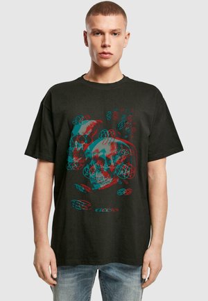 3D SKULLS AND HEARTAGRAMS HEAVY TEE - T-Shirt print - black