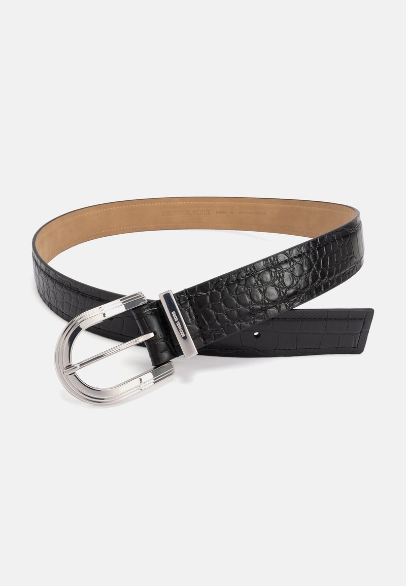 Michael Kors black alligator print belt Michael Kors Belt MK Logo Buckle Alligator Croc Reptile  main image 3