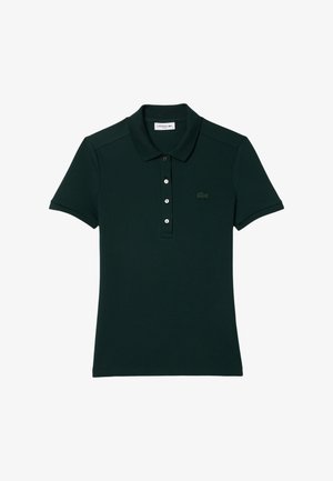 Polo shirt verde scuro in cotone. Caratterizzato da un design con colletto, una chiusura a quattro bottoni e un logo ricamato sul petto. Maniche corte.