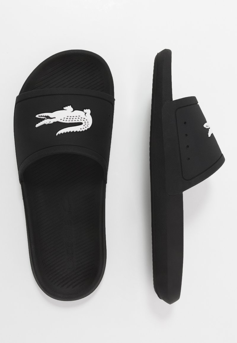 Lacoste CROCO SLIDE - Chanclas de black/white/negro - Zalando.es