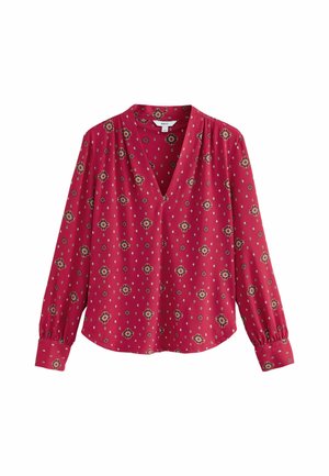 Next, PETITE FIT - LONG SLEEVE V-NECK BLOUSE  . - Blouse - red print
